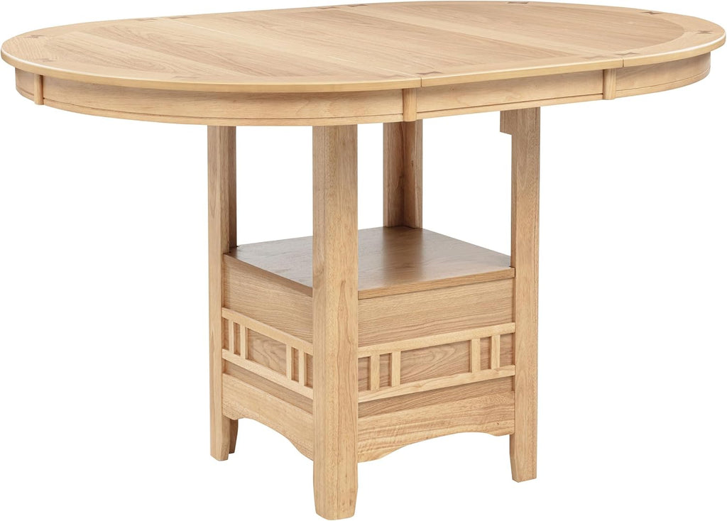 Coaster Home Furnishings - LAVON - 5-Piece Counter Height Dining Set - Oval Extendable Table with Storage & 4 Upholstered Chairs - Dining Room & Kitchen - Light Oak - 106628-S5