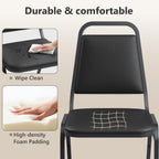 Stacking Chairs Set of 4,Stackable Office Chairs with Faux Leather Upholstered Seat,Heavy Duty Metal Frame Guest Chairs, No Assembly Conference Chairs for Meeting,Training & Reception Room, Black