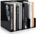 LALOBLUE 4 Pack Black Vertical Magazine File Holder Desk Organizer Bins | Plastic, Holds Magazines, Binders, Notebooks, Envelopes, 4 Pack Black Vertical Magazine File Holder Desk Organizer Bins