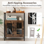 TANGZON Wine Bar Cabinet, Drinks Storage Sideboard with Glass Holder and Removable Bottle Shelf, Freestanding Organizer Cupboard Unit for Home Kitchen