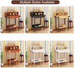 Solid Wood Altar Table, Prayer Meditation Table with Storage, Buddhist Shrine Cabinet for Small Spaces, Pooja Stand for Home Temple and Office Puja Mandir God(Black,60 * 42cm/23.6 * 16.5in)