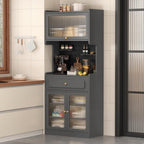 Farmhouse Kitchen Pantry Cabinet with Doors Storage & Adjustable Shelves, Freestanding Pantry Cabinet, Coffee Bar Workstation, for Dining Room, Living Room(Gray,180x50cm/70.9x19.7in)