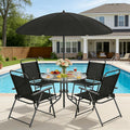 Shintenchi 6 Piece Outdoor Patio Furniture Set, Small Outdoor Patio Dining Table and Chairs Set, Outdoor Seating with Umbrella for Backyard, Balcony, Front Porch, Onyx