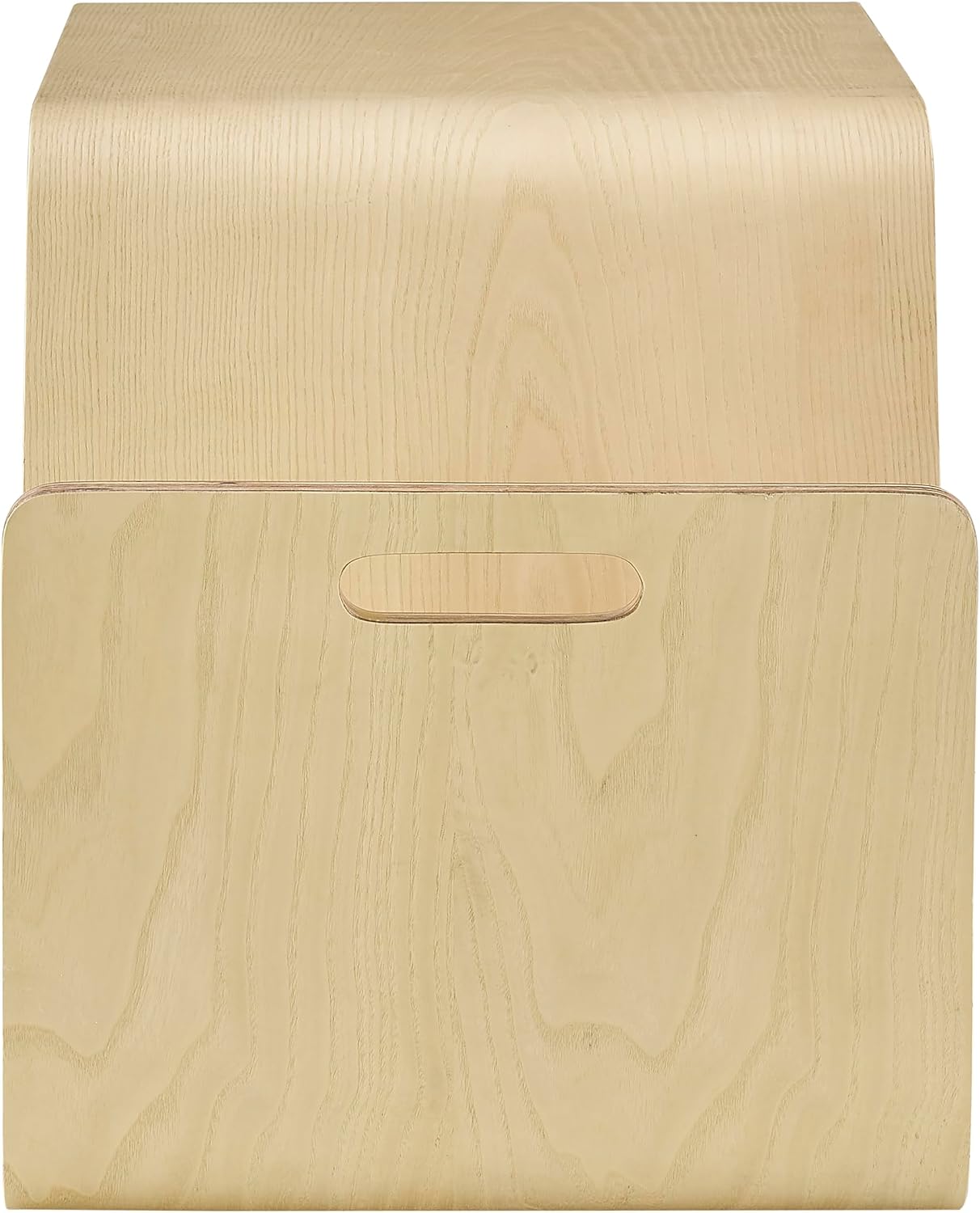 Euro Style Anise End Table | Mid-Century Modern Bentwood Style | Sofa-Side Table for Living Room, Lounge, Bedroom, Nursery, Waiting Areas or Office with Built-in Magazine Storage | Natural Veneer