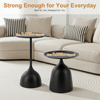 Gdrasuya10 Round Side Tables Set of 2, Large 15.7" Top, Metal Small Drink Accent Table Pedestal End Tables for Living Room Sofa Bedside Entryway & Office, Easy Assembly, Matte Black