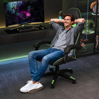 Bigzzia Gaming Chair, Ergonomic Video Game Chairs with Pillow and Lumbar Support, Racing Style Height Adjustable Computer Chair with 360°-Swivel Seat for Adults and Kids（Green）