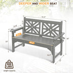 nalone Outdoor Bench with Cup Holders, HDPE Porch Bench Fade Proof (Grey) | Load up to 800 Lbs, For Patio Park Garden Porch, Low Maintenance, All weather Material Fade Proof