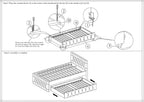 Contemporary Full Size Bed w, Trundle Slats Light Brown Burlap Upholstered Tufted Headboard Footboard Youth Bedroom Furniture Wooden Slats 1pc Bed
