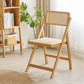 Mid Century Vintage Rattan Folding Chair with Adjustable Back Stackable Wood Chair for Bedroom Living Room Dining Comfy Rattan Seat Leisure Chair for Reading Room(Wood)