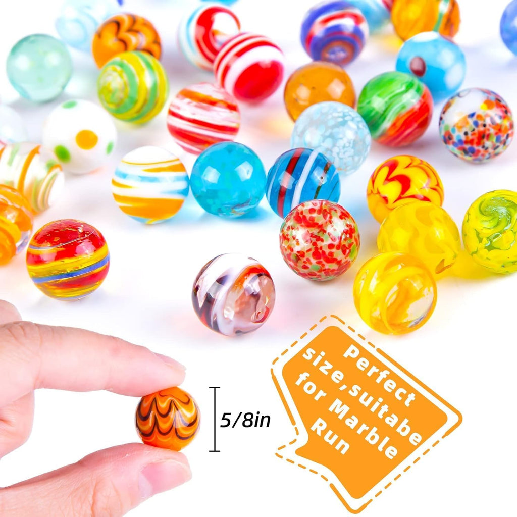 MCPINKY 36PCS Glass Marbles, Including 5 Glow in The Dark Marbles for Vase Filler, Fish Tank, Table Scatter Decoration