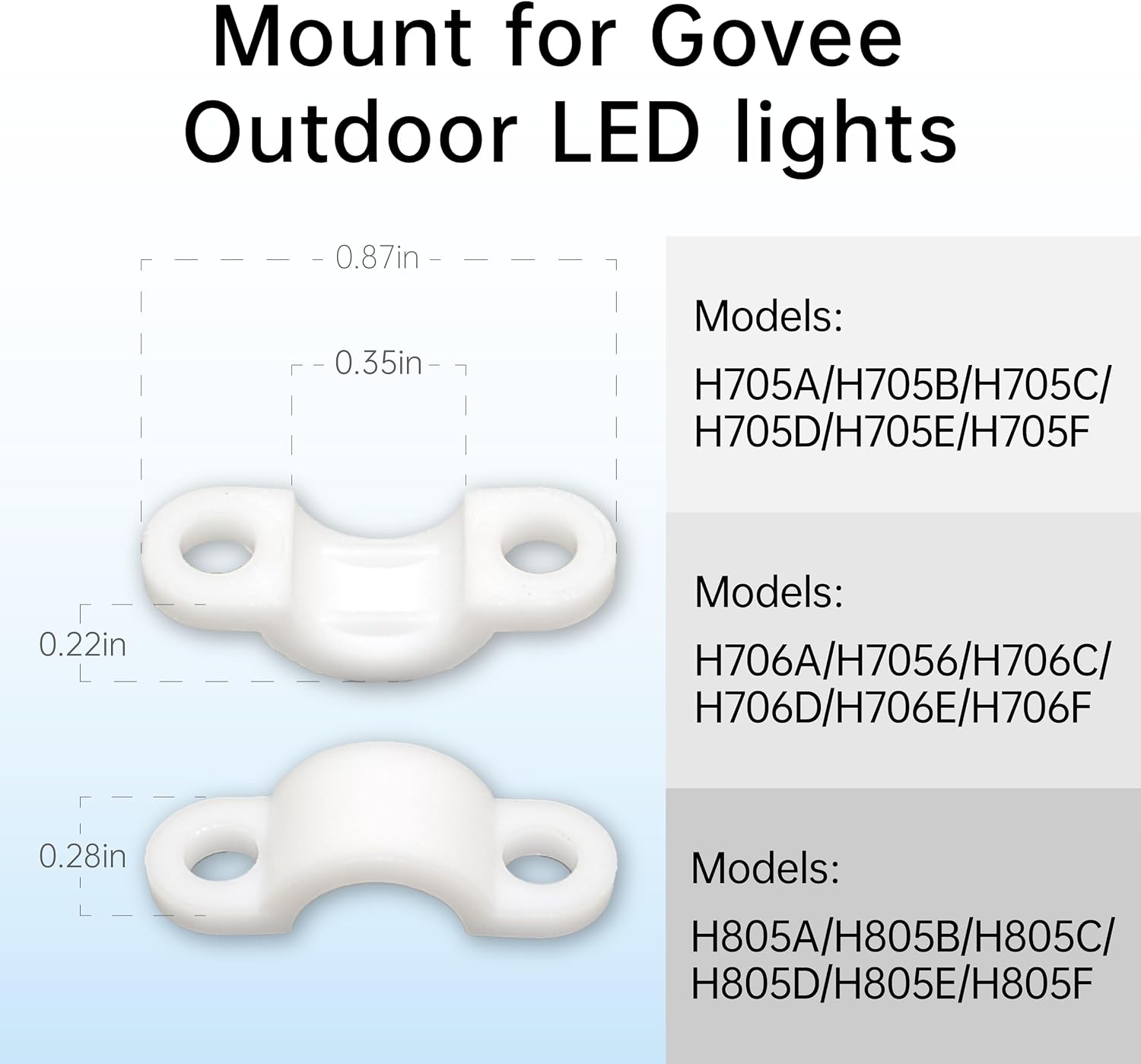 Mount for Govee Outdoor LED Lights (Non-Pro Version) & Brackets Kit for H705A/H706A/H805A, Wall Holder, Rope Light Clips, Replacement Parts, Waterproof, Eaves/Soffit Mount - Universal LED Accessories