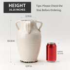 Vaseking White Ceramic Vase with 4 Handles, 10.16" Tall Retro Ice Cracked Flower Vase, Antique Vases for Modern Farmhouse Home Decor, Wedding, Living Room, Table, Shelf Decor, Cracked White
