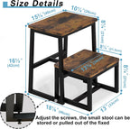 2 Step Stool for Adults Wooden Step Stool with 500 Lbs Capacity, 3 in 1 Heavy Duty Sturdy Stepping Stools Bedside Foot Stool for Kichen/Bathroom/Bedroom High beds, Non-Slip Pads