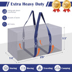6 Pack Moving Bags Heavy Duty 210GSM with Full-Open Side Zipper, 93L 220lbs Waterproof Foldable Storage Totes for College Dorm Move-In, Moving Boxes Alternative & Home Organization, Blue