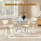 35.4 Inch Marble Dining Table for 4, Modern Round Kitchen Table with Silver Legs, Spacious Dining Room Furniture for Apartments, Studio, and Open Kitchen & Dining Areas
