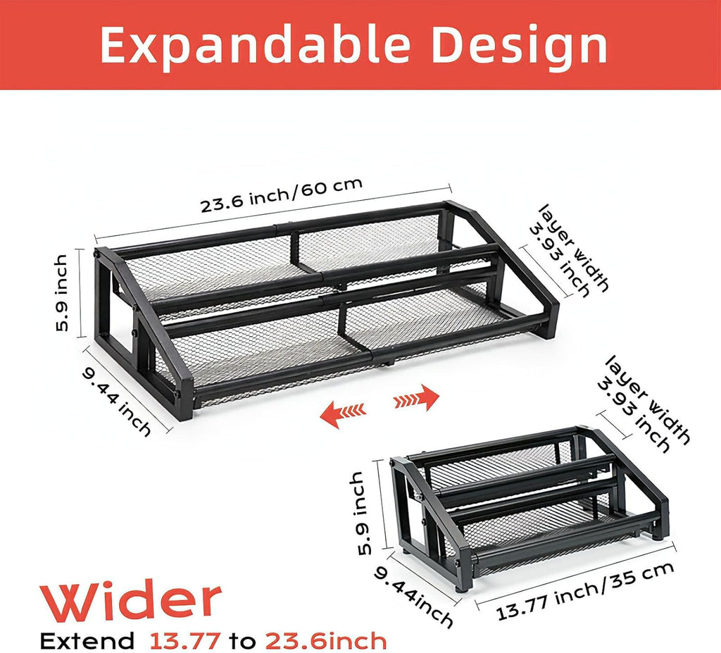 Expandable Coffee Syrup Organizer,3 in 1 Heavy Duty Syrup Rack, Liquor Bottle Display Shelf, Spice Racks,6-12 Syrup Bottles Holder Stand, Space-Saving Storage Rack - 2 Tier (Patent Pending)