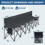 6 Seats Portable Folding Soccer Bench, Team Bench Soccer with Storage Bag & Backrest, Sideline Benches Team Chair for Football Camping Outdoor Sports Events