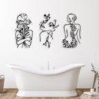 Photect 3 Pcs Metal Wall Art Decor Minimalist Abstract Woman Wall Art Metal Modern Line Drawing Decor Female Single Line Home Hanging for Bedroom Bathroom Living Room Housewarming(Plant,Black)