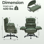 Criss Cross Office Chair with Foot Rest, Big and Tall Office Desk Chair with Flip Armrests for Pets & Cross Legged Sitting, Comfy Executive Ergonomic Reclining Computer Gaming Vanity Chair, Green