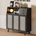 Kitchen Pantry Storage Cabinet with 3 Doors, Modern Hutch with Storage Drawers, Coffee Bar Workstation, for Kitchen, Bedroom, Dining Room, Office