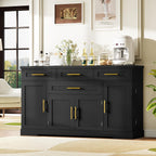 Concho 54" Buffet Cabinet with Storage, Kitchen Sideboard Cabinet with 4 Drawers, Coffee Bar Cabinet with Shelves, Modern Storage Cabinet for Dining Room, Living Room & Kitchen, Black