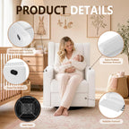 SweetGO Nursery Glider Recliner Chair, 360° Swivel Rocker Recliner with Manual Recline & Footrest, Upholstered Microfiber Nursery Chair for Nursing, Reading, Living Room & Bedroom