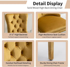 Luxury Upholstered Dining Chairs Set of 6, Yellow Kitchen Chair with Golden Metal Legs, Velvet Tufted Back Dining Chair, Sillas de Comedor, Modern Kitchen & Dining Room Chairs (Gold, 6 Pcs)