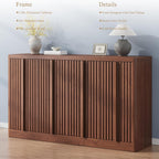 Fluted Buffet Cabinet with Storage, 60" Sideboard Buffet Storage Cabinet with 4 Doors & Adjustable Shelves, Wood Coffee Bar Credenza Storage Cabinet for Kitchen, Living Room, Walnut(1PCS)