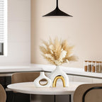 Modern Ceramic Donut Vase: Set of 2 -Minimalist Nordic White and Gold Hollow Vase Home Decor for Kitchen Dining Table Centerpieces Living Room Bederoom Entryway Wedding