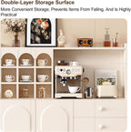 Kitchen Pantry Cabinet, Farmhouse Pantry Storage Cabinet, Freestanding Kitchen Cupboard, Modern Hutch with Storage Drawers, for Dining Room Living Room Furniture(White,128x60cm/50.4x23.6in)