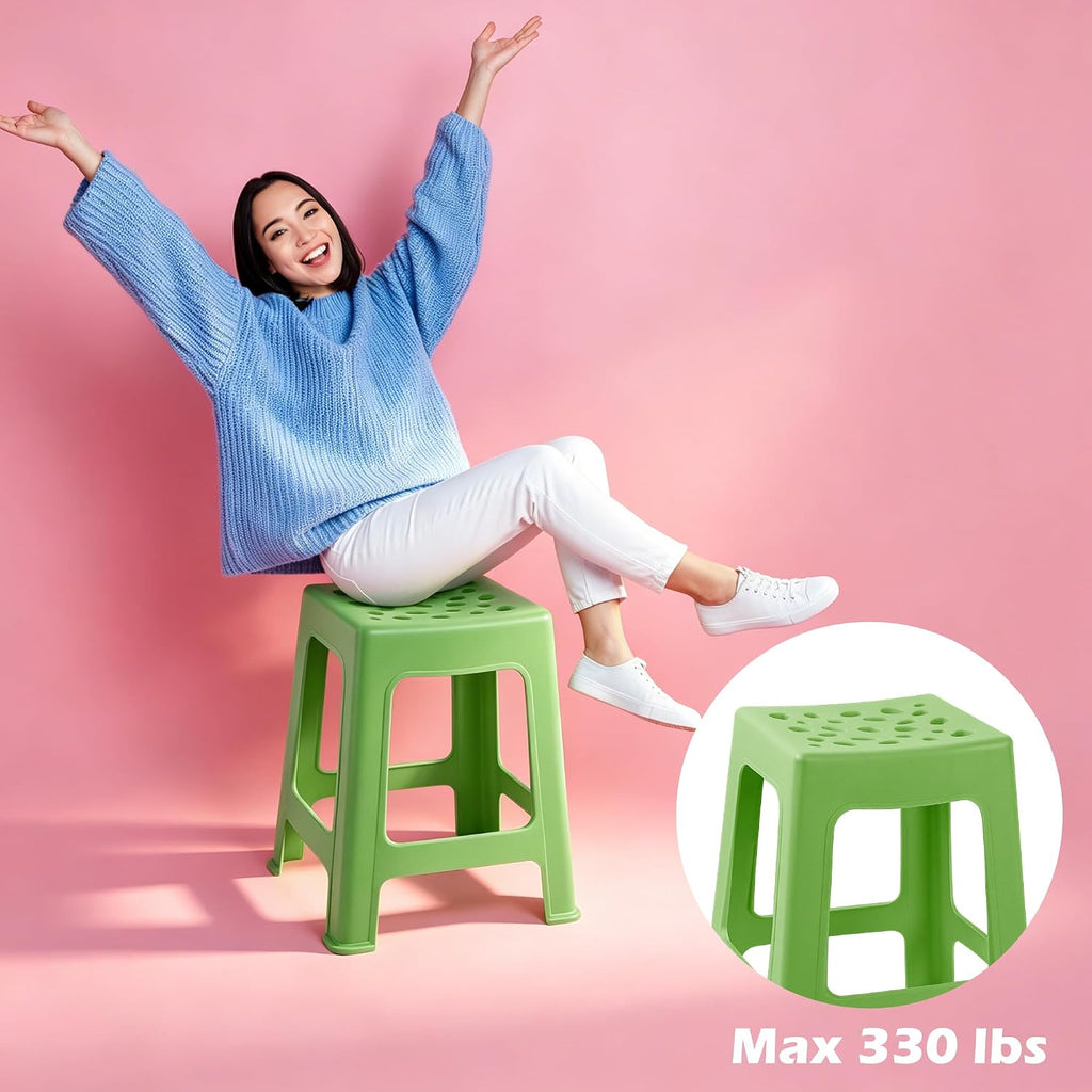 TURSTIN 6 Pack Plastic Stack Stools, 16.9 Inch Stackable Nesting Stools, 6 Mixed Colors Portable Stacking Backless Bar Stool Flexible Seating Chairs for Office Home
