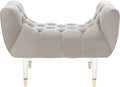 Safavieh Home Collection Eugenie Pale Taupe and Gold Tufted Velvet Acrylic Bench