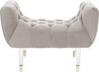 Safavieh Home Collection Eugenie Pale Taupe and Gold Tufted Velvet Acrylic Bench
