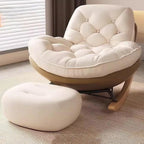 Glider Rocking Chair, Upholstered Rocking Chair Indoor, with Thick Cushion Nursery Rocking Chairs, for Living Room, Bedroom (Color : Yellow, Size : B)