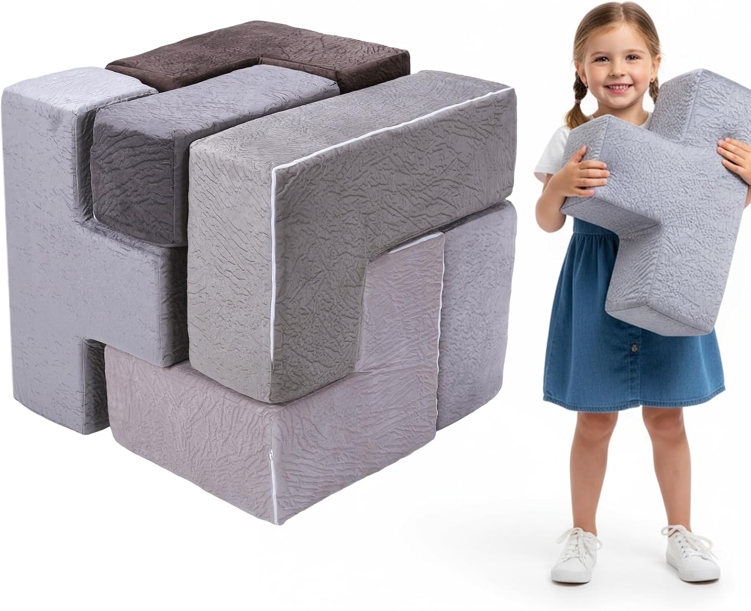 7Pcs Stackable Furniture Chair Washable Inspiring Creativity Blocks Chair Wear Resist for Kids Bedroom Playroom Furnitures
