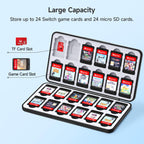 JINGDU 24-Slot Switch Game Card Case Compatible with Nintendo Switch Games & micro SD Cards, Portable Games Holder Organizer Suitable for Switch, NS2/NS/Lite/OLED Game Cards, Black