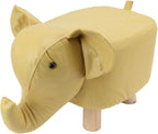 SUNGOOYUE Animal Footstools, Cute Elephant Stool with Soft Sponge and Anti Slip Patches, Sturdy Pine Wood Frame, for Nursery Bedroom Living Room Decor (Yellow)