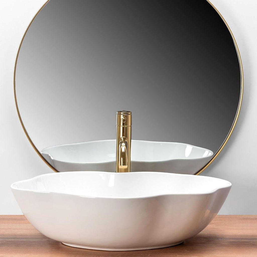 Rea Pearl Bathroom Sink Made of Ceramic Pearl-white-REA-U0265, White
