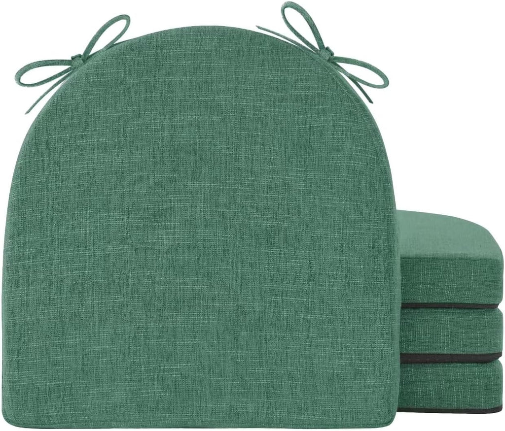 IPYNBAP Chair Cushions for Dining Chairs, Kitchen Chair Cushions, 16'' x 16'' x 2'', Non Slip Indoor Seat Cushions, Chair Pads for Dining Chairs with Ties & Removable Cover, Set of 4, Dark Green