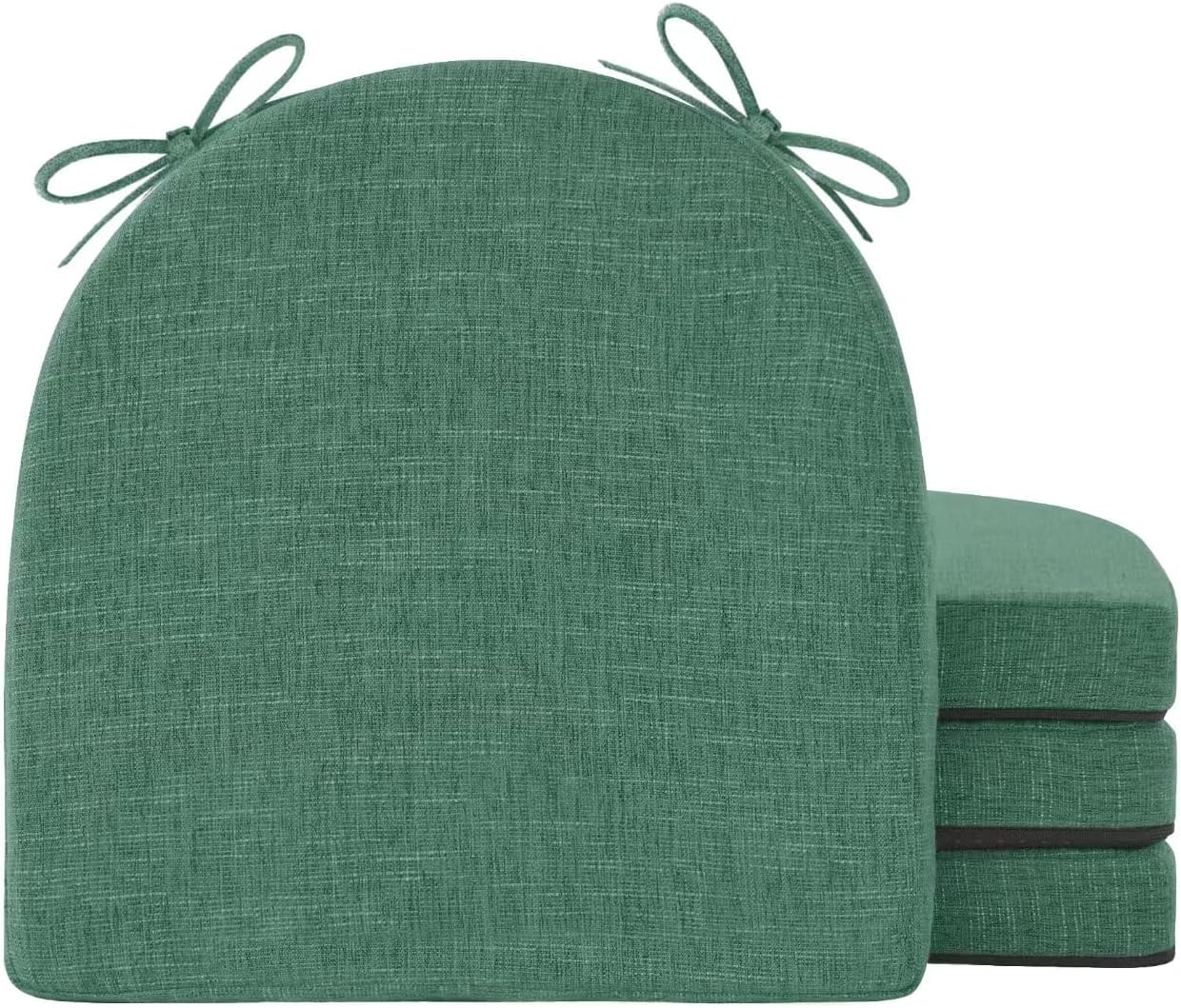 IPYNBAP Chair Cushions for Dining Chairs, Kitchen Chair Cushions, 16'' x 16'' x 2'', Non Slip Indoor Seat Cushions, Chair Pads for Dining Chairs with Ties & Removable Cover, Set of 4, Dark Green
