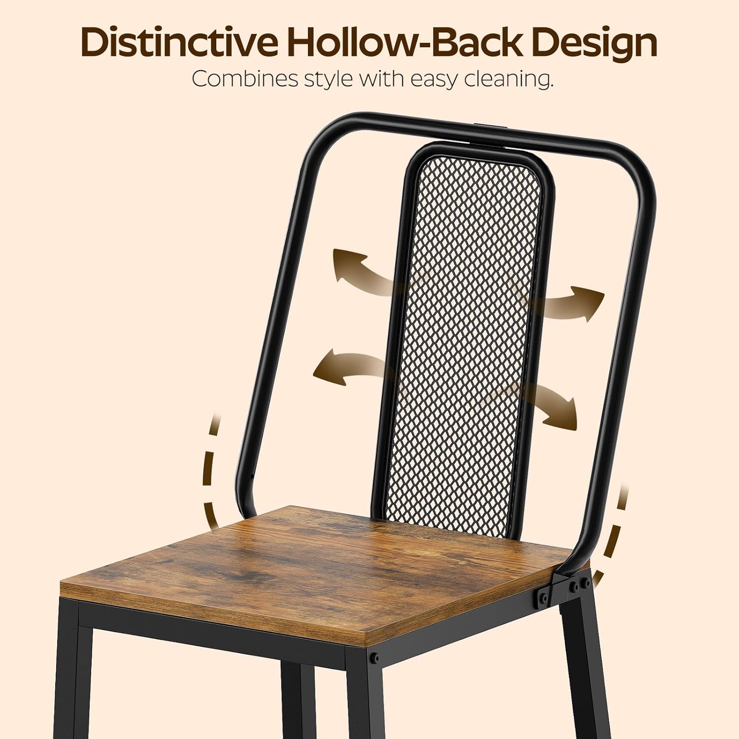 YATINEY Dining Chairs Set of 4, Wooden Kitchen Chairs, Farmhouse Dining Chairs with Back Support, for Living Room, Kitchen, Rustic Brown and Black CY01L4BRN1