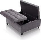 Garvee 36'' Large Square Storage Ottoman, Lift Top Storage Ottoman Coffee Table with Tufted Upholstery and Wood Legs, Ottoman with Storage for Living Room, Bedroom, 44.6 Gallon, 300 Lbs, Gray