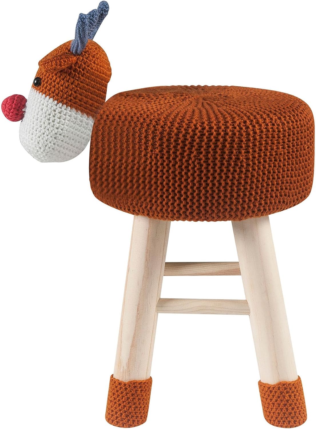 Deer Ottoman Stool, Upholstered Cute Deer Foot Stool with Wood Legs, Portable Small Seat for Playrooms Bedroom Living Rooms (Deer)