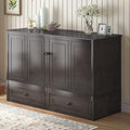 BALUS Queen Size Murphy Bed Cabinet, Modern Cabinet Murphy Beds with Tri-Fold Memory Foam Mattress for Bedroom, Adults Chest Wall Bed with Built-in USB Charging Station, Storage Drawer (Dark Grey)