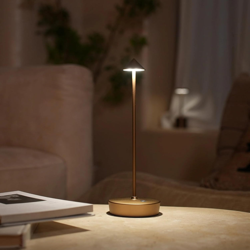 Cordless Table Lamps Rechargeable, 6000mAh Battery Operated LED Table Lamp, Up to 72 Hours Runtime, IP54 Waterproof, 3 Color Dimming for Restaurant, Dining Table & Outdoor, Bronze, Set of 2