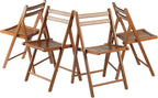 Winsome Robin Folding Chair Set of 4 in Teak, Convenient & Lightweight Portable Kitchen & Dining Chairs for Small Homes & Apartments, Indoor & Outdoor Foldable Seating