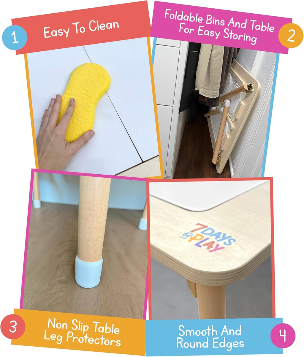 7 Days of Play Sensory Play Activity Table with Foldable Legs, Storage Bins, and Lid - Sensory Table for Toddlers & Kids | Great Gift for Birthdays, Christmas & Special Occasions