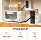 Artswish Large Pantry Cabinet with Power Outlets, Scandinavian Modern Style 4 Tier Kitchen Storage Cabinet with Microwave Stand, Kitchen Hutch with Storage for Living Room, Dining Room, Natural Color