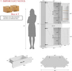 IRONCK 72" Corner Cabinet, Kitchen Pantry Storage Cabinet with Drawer, Spacious Farmhouse Pantry with 3 Adjustable Shelves, 2 Doors Storage, for Kitchen, White