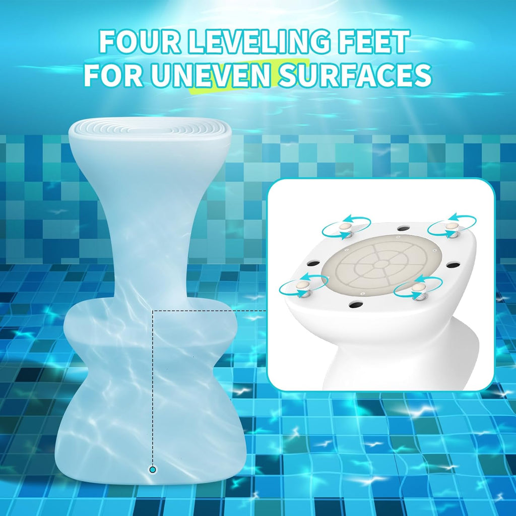30" Pool stools for Underwater,Pre-Weighted Pool Stool with Adjustable Feet,Bar Seating Non-Float Design,Vinyl-Safe Pool Chairs for Inground Pools,Patio,Outdoor Poolside(1Stool)